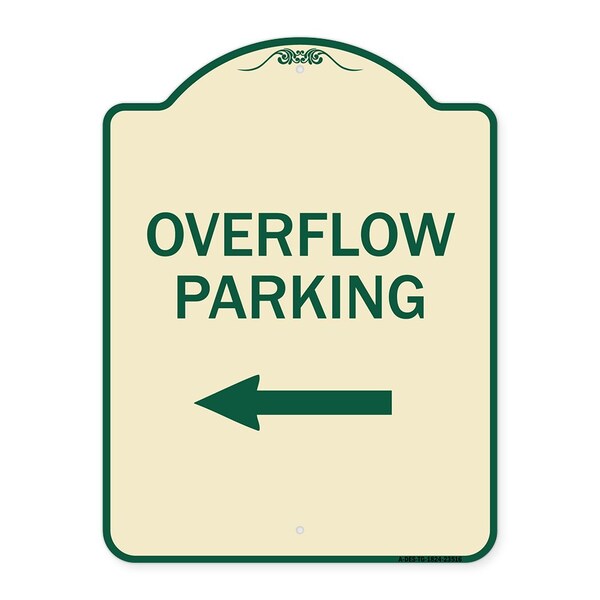 Overflow Parking with Left Arrow Heavy-Gauge Aluminum Architectural Sign, 24" x 18", TG-1824-23516